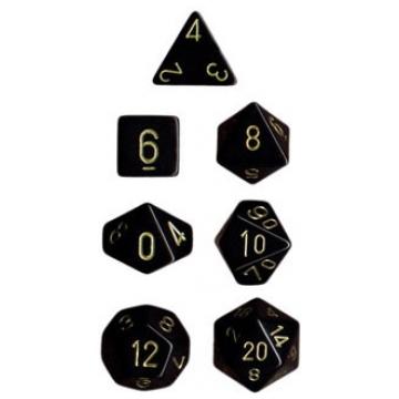 Chessex Opaque Polyhedral 7-Die Sets - Black w/gold