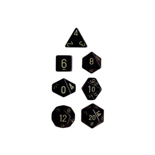 Chessex Opaque Polyhedral 7-Die Sets - Black w/gold