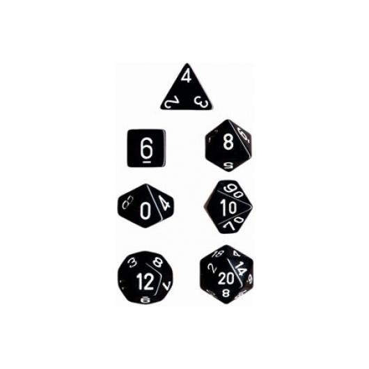 Chessex Opaque Polyhedral 7-Die Sets - Black w/white