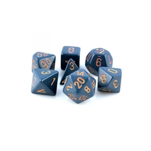Chessex Opaque Polyhedral 7-Die Sets - Dusty Blue w/gold
