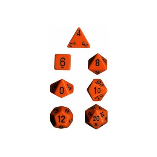 Chessex Opaque Polyhedral 7-Die Sets - Orange w/black