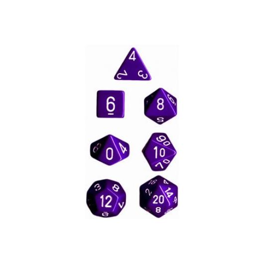Chessex Opaque Polyhedral 7-Die Sets - Purple w/white