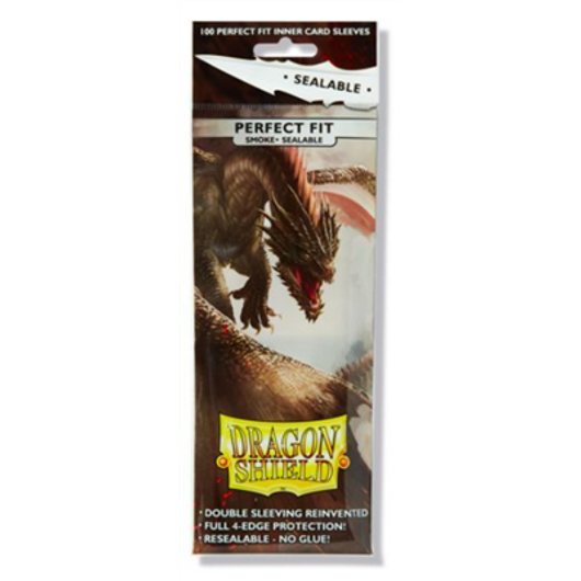 Dragon Shield Standard Perfect Fit Sealable Sleeves - Smoke (100 Sleeves)
